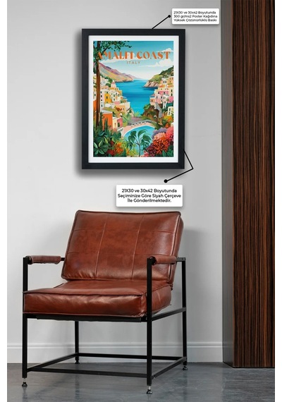Travel Seri-e İtaly Kafe Salon Oturma Odası Siyah Çerçeveli Poster Tablo