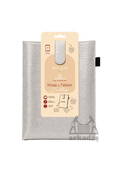 Yeni Nesil Kitap Ve Tablet Çantası - Özel Deri Dokulu Gümüş Ephesus Yayınları