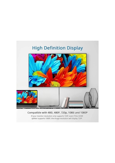 1 İn 2 Out Hdmı Çoklayıcı Splitter Kablo İki Çıkışlı Ekran Çoğaltıcı Adaptör Dönüştürücü Bilgisayar, Konsol, Tv, Projeksiyon Uyumlu Çift Monitör Bağlantı Kablosu 1 Giriş 2 Çıkış Çoklama Aparatı