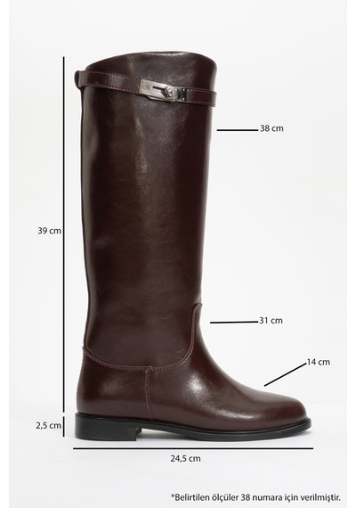 Luvishoes Luvi Shoes Yoko Bordo Cilt Kemerli Kadın Binici Çizme Bordo