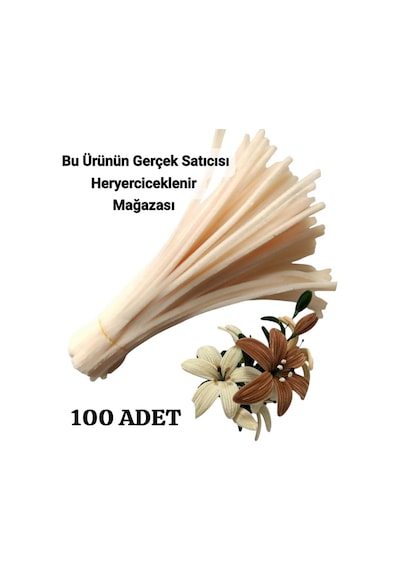 100 Adet Krem Şönil, Çiçek Yapımına Uygun Tüylü Tel, 30 Cm 6mm