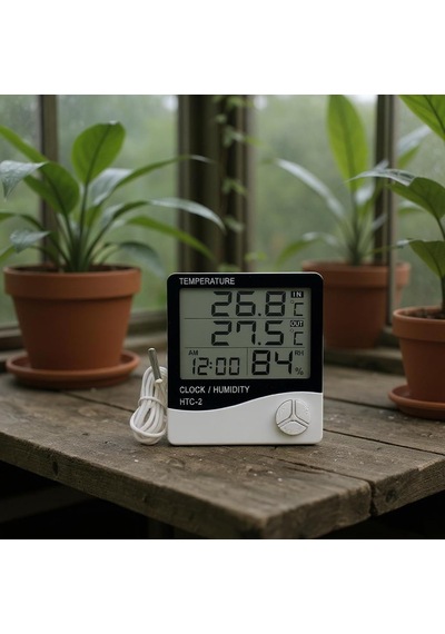 Lexroo Htc-2 Dijital Termometre Sıcaklık Ve Nem Ölçer Higrometre Masa Alarm