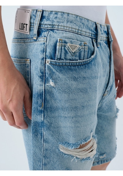 Lf2036216 Erkek Kot&kanvas Şort Oscar Lıght Wash Denim
