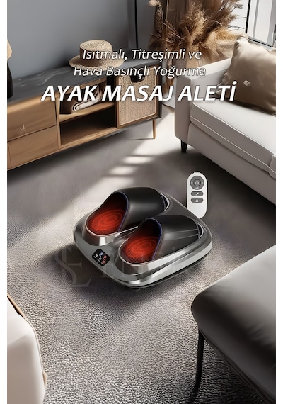 Isı Ve Titreşimli - Hava Sıkıştırmalı - Yoğurmalı Ayak  Masaj Aleti Siyah