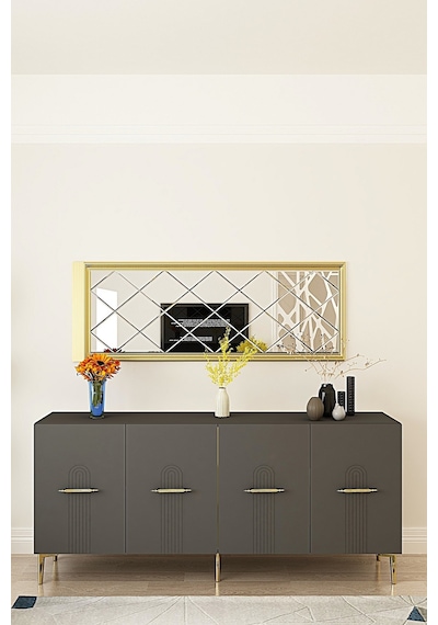 Ka1808ag İda Konsol ,tv Sehpası Antrasit-gold 180cm