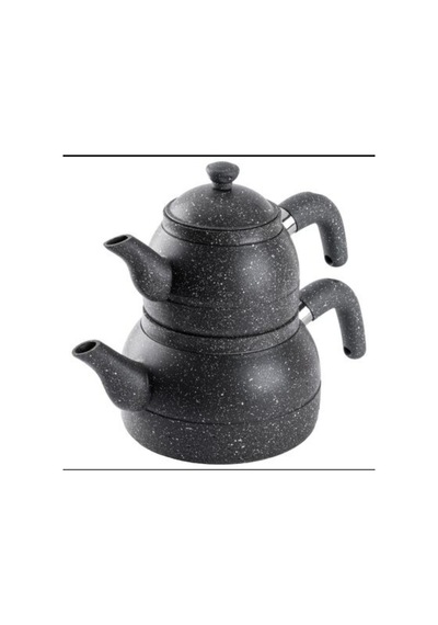 Tnt-8695835401713-hercul Ortçaygrn-004-01-orta Boy Gri Granit Çaydanlık Takımı 800/1600ml Füme