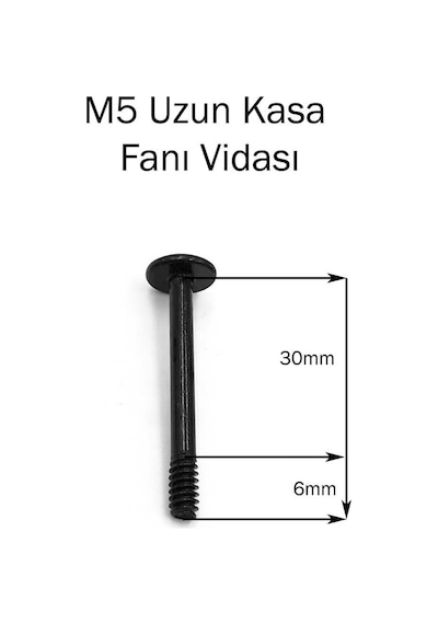 Uzun Kasa Fanı Vidası - Fan Vidası - Siyah - M3 30mm - 50 Adet