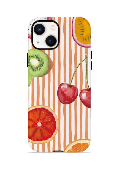 Apple iPhone Uyumlu 13 Vorian Çift Katmanlı Magsafe Kılıf Tutti Frutti Stripe