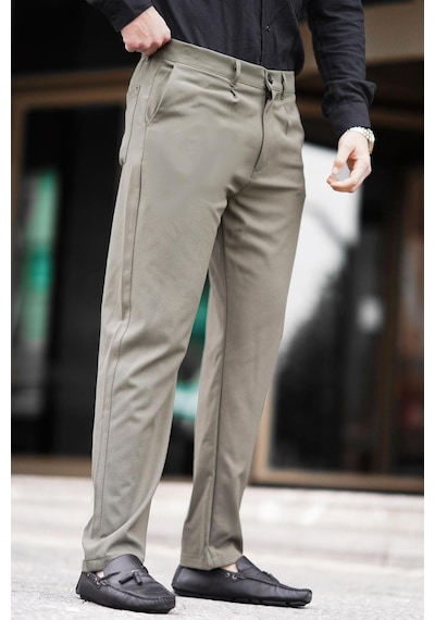 Madmext Haki Regular Fit Düz Kesim Yan Cepli Erkek Pantolon 6540-haki Haki
