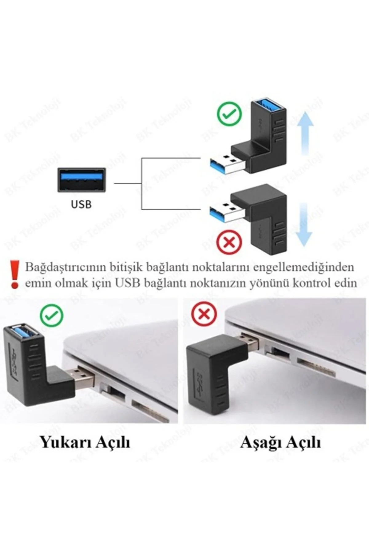 Usb 3.0 Yukarı Açılı Konnektör Erkek Dişi 90 Derece Uzatma Adaptörü Yüksek Hızlı Usb Yeni 3.0 Sürümü 1