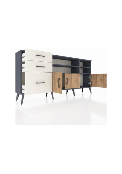 Arges Konsol 4 Raflı 3 Çekmeceli 3 Kapaklı 176x30x83 Antrasit-çam/aytaşı Çam/aytaşı Arges Konsol 4 Raflı 3 Çekmeceli 3 Kapaklı 176x30x83 Antrasit-çam/aytaşı Çam/aytaşı
