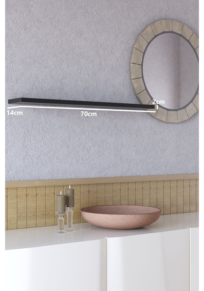 Yankı-BYEG 70 cm Mat Siyah Mdf Duvar Rafı Gizli Bağlantı Kitaplık