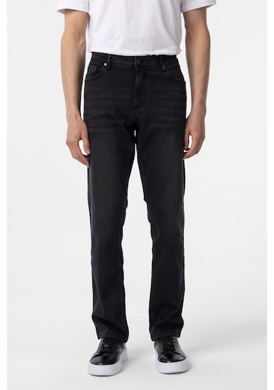 Süvari Siyah Regular Denim Pantolon-35074 Siyah