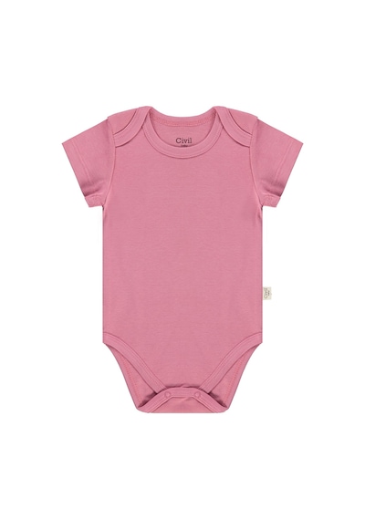 Civil Baby 3 Lü Basıc Kısa Kol 0-36 Ay Çıtçıtlı Badi - Pudra Açık Pudra
