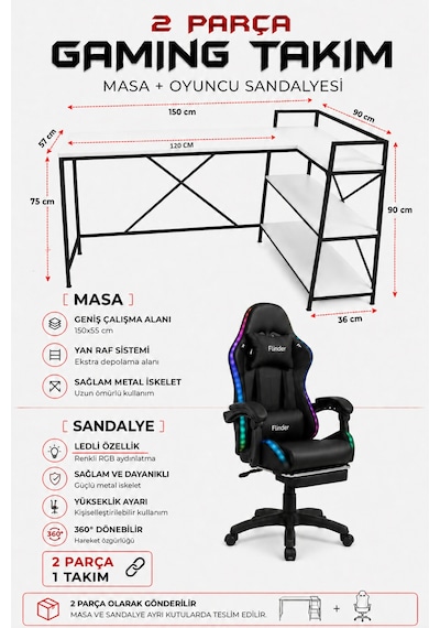 Oyuncu Masası + Oyuncu Koltuğu Takımı, L Masa Ve Ledli Sandalye Seti, Raflı Masa, Gaming Masası, Gaming Sandalyesi-7 Diğer Oyuncu Masası + Oyuncu Koltuğu Takımı, L Masa Ve Ledli Sandalye Seti, Raflı Masa, Gaming Masası, Gaming Sandalyesi-7 Diğer
