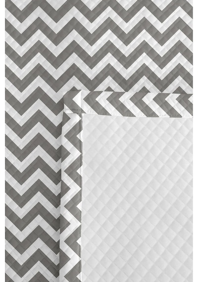Gri Zigzag Geometrik Genç Odası Tek Kişilik Pike Takımı-modern Beyaz 160x220cm Kapitone Yatak Örtüsü Ayazlı Akşam Dönüşü