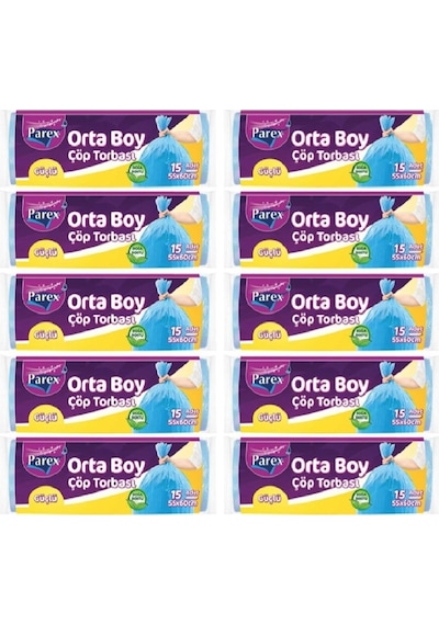 Parex Güçlü Çöp Poşeti Büyük Boy 10 x 10'lu Mavi 65 x 80 CM