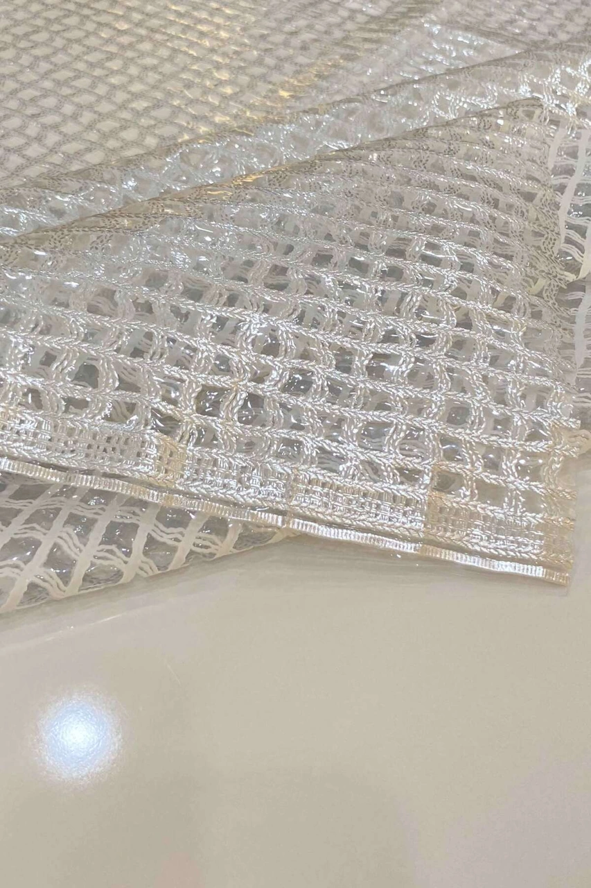 Hasır Pvc Deliksiz Şeffaf Kaplama Muşamba Masa Örtüsü Gümüş Kolay Silinebilir Su Geçirmez