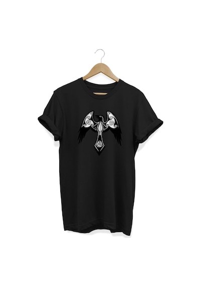 Karga Baskılı Siyah T-shirt Siyah