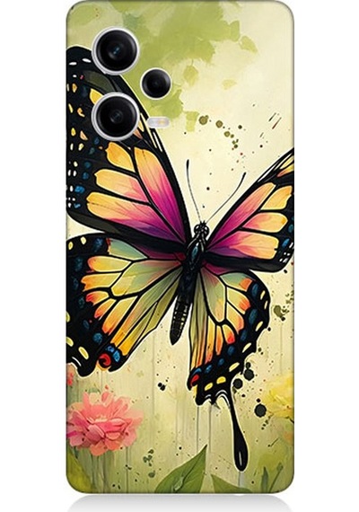Xiaomi Redmi Note 12 Pro 5g Uyumlu Çayırda Neşeli Kelebek Desenli Silikon Kılıf Çok Renkli