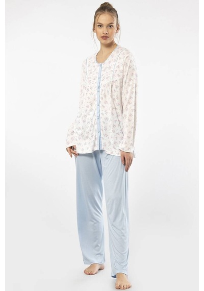 Empirme Düğmeli Battal Uzun Kollu Pijama Takım 001