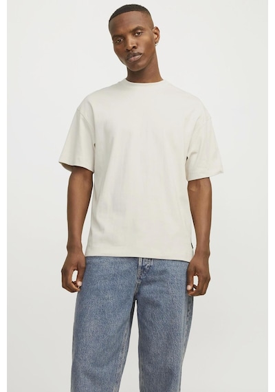 Jack & Jones Erkek Bisiklet Yaka Loose Fit Bej T-shirt - 12254412 Bej