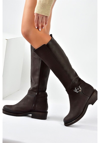 Fox Shoes Kahverengi Kısa Topuklu Günlük Kadın Çizme G674240109 Kahverengi