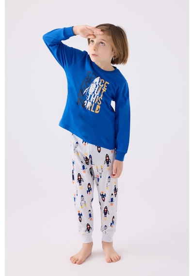 Rolypoly Erkek Çocuk Uzun Kol Cobalt Pijama Takımı 3442 001