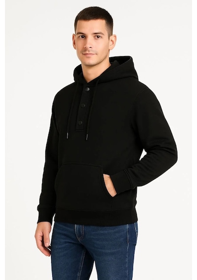 Erkek Ovarsize Kapüşonlu Swetshirt Kanguru Çepli Cıtcıtlı 3 İplik Şardonlu Hoodie - Siyah Siyah Erkek Ovarsize Kapüşonlu Swetshirt Kanguru Çepli Cıtcıtlı 3 İplik Şardonlu Hoodie - Siyah Siyah