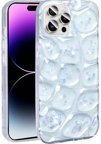 Goocamp Apple Uyumlu iPhone 14 Pro Max Kılıf Simli 3d Desenli Hacar Kapak - Pembe-mor N/a