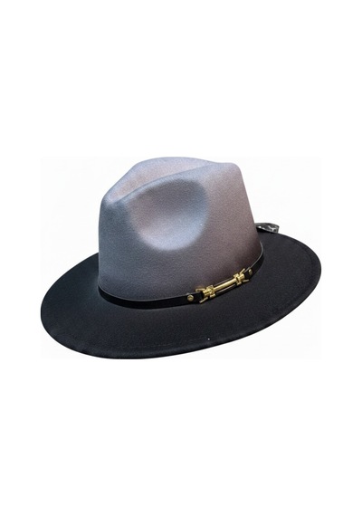 Gigi Luxe Özel Tasarım Fedora Fötr Şapka Ayarlanabilir Gold Aksesuarlı Kovboy Fötr Siyah Siyah