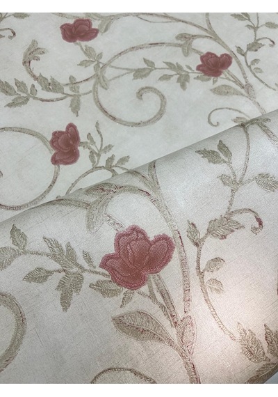Krem Pembe Çiçek 16 M2 Duvar Kağıdı 92175 Çok Renkli