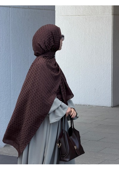 Qalortex Scarf Premium Pamuklu Jakar Şal-acı Kahve