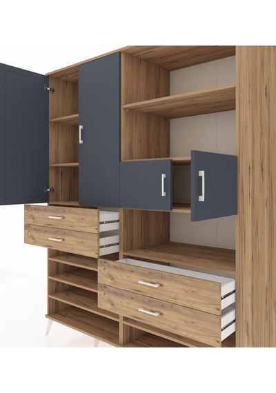Kronos Gardrop 11 Raflı 4 Çekmeceli 4 Kapaklı 176x59x221 Çam-antrasit/çam Antrasit/çam Kronos Gardrop 11 Raflı 4 Çekmeceli 4 Kapaklı 176x59x221 Çam-antrasit/çam Antrasit/çam