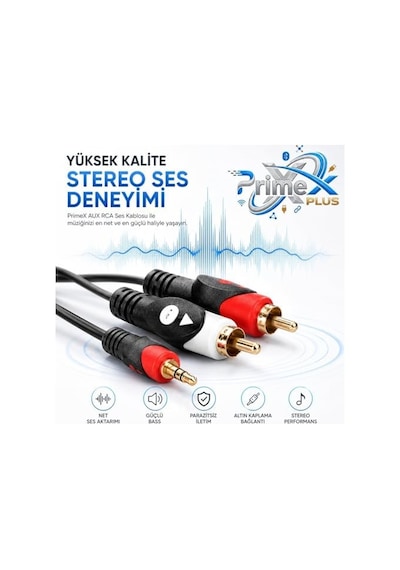 Px-aux3r 3 Metre 3.5mm Aux To 2 Rca Ses Kablosu, Telefon Laptop Pc Tablet Ses Çıkışını Amfi Hoparlör Tv Ses Sistemine Bağlama Kablosu, Kırmızı Beyaz Rca Stereo Audio Kablo