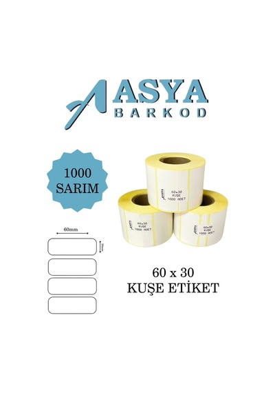 60 X 30 Kuşe Etiket 1000 Sarım