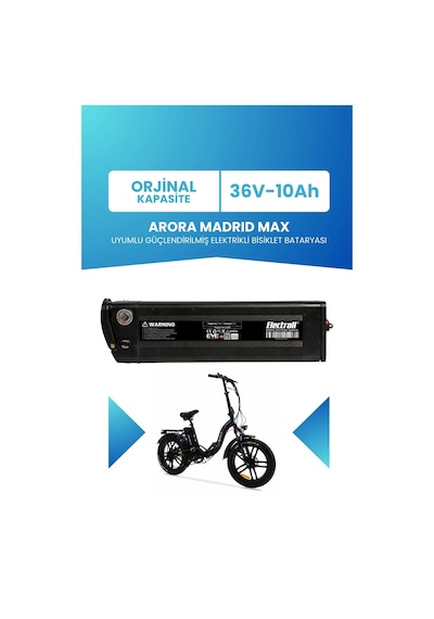 Arora Madrıd Max Uyumlu Batarya 36v 10ah Elektrikli Bisiklet Bataryası Siyah