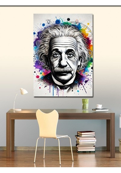 Kanvas Tablo Einstein Ve Soyut Renkler 100cmx140cm