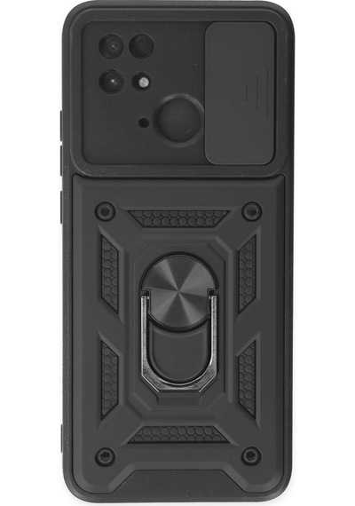 Xiaomi Redmi 10c Kılıf Pars Lens Yüzüklü Silikon Siyah