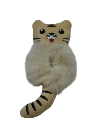 Lastikli Peluş Kedi Toka Bej