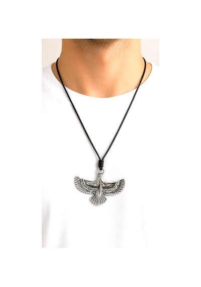 Kore İp Askılı Ve Krom Çelik Kaplamalı Unisex Tribal Kolye Kkrm-07 Gümüş3