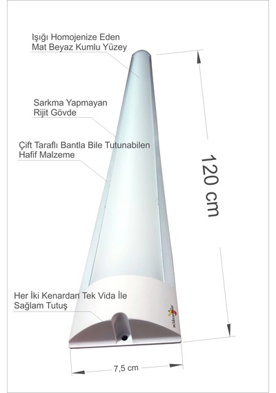 Uzun 120 Cm Led Mutfak Banyo Tezgah Dolap Üstü Aydınlatma Işık Beyaz