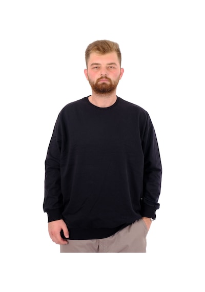 Mode Xl Büyük Beden Erkek Basic Sweatshirt Bisiklet Yaka Recycle B24529 Siyah Siyah
