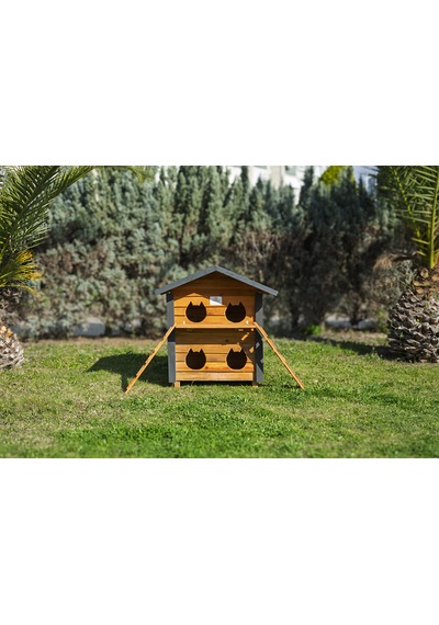 4 Yuvalı Kedi Evi Ahşap