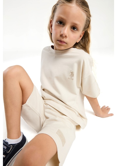 U.S. Polo Assn. Kız Çocuk Krem Bermuda Takım Us2090 KREM
