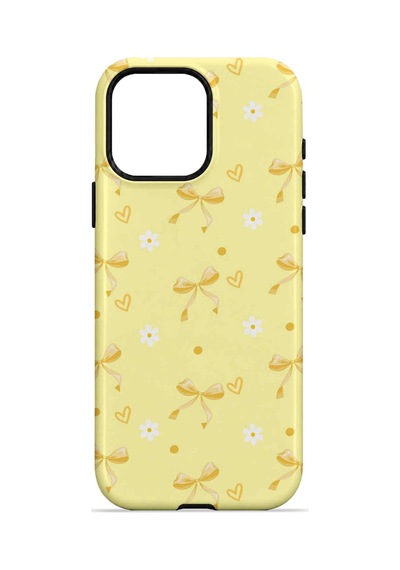Velvoria Valestra Butter Daisy Bows Apple iPhone Uyumlu 15 Pro Darbe Korumalı Kılıf Valestra Select - Butter Daisy Bows