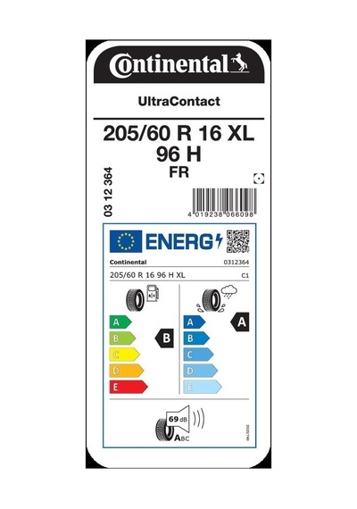Continental 205/60R16 96H XL Fr Ultracontact Yaz Lastiği Üretim 2025