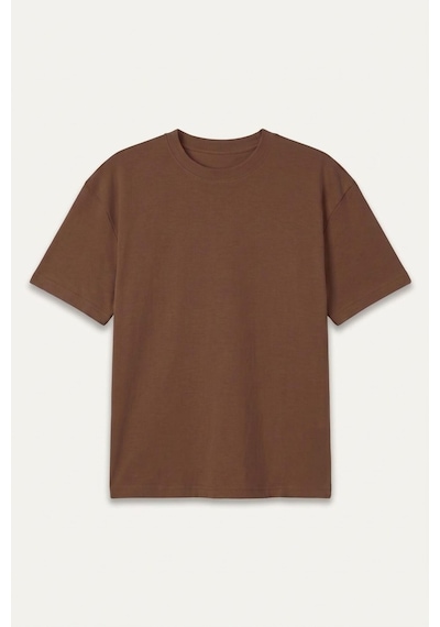 Defacto %100 Pamuk Oversize Bisiklet Yaka Kısa Kollu Basic Tişört Erkek Çocuk G6486a826aubn317 Kahve-bn317