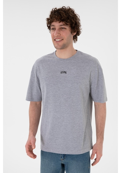 U.S. Polo Assn. Erkek Comfort Fit Bisiklet Yaka Gri Melanj Tişört 50306017-VR086