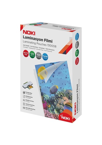 Nokı Laminasyon Filmi - A4 125 Mıcron 100 Adet Parlak Genel